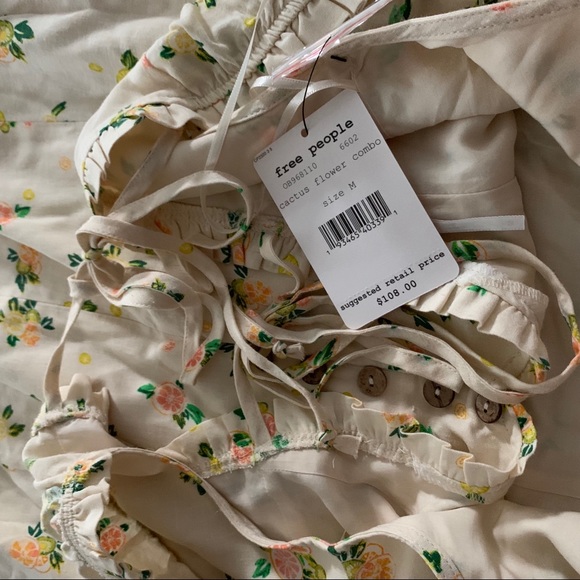 Free People Like A Lady Printed Mini Dress Citrus - Picture 8 of 8